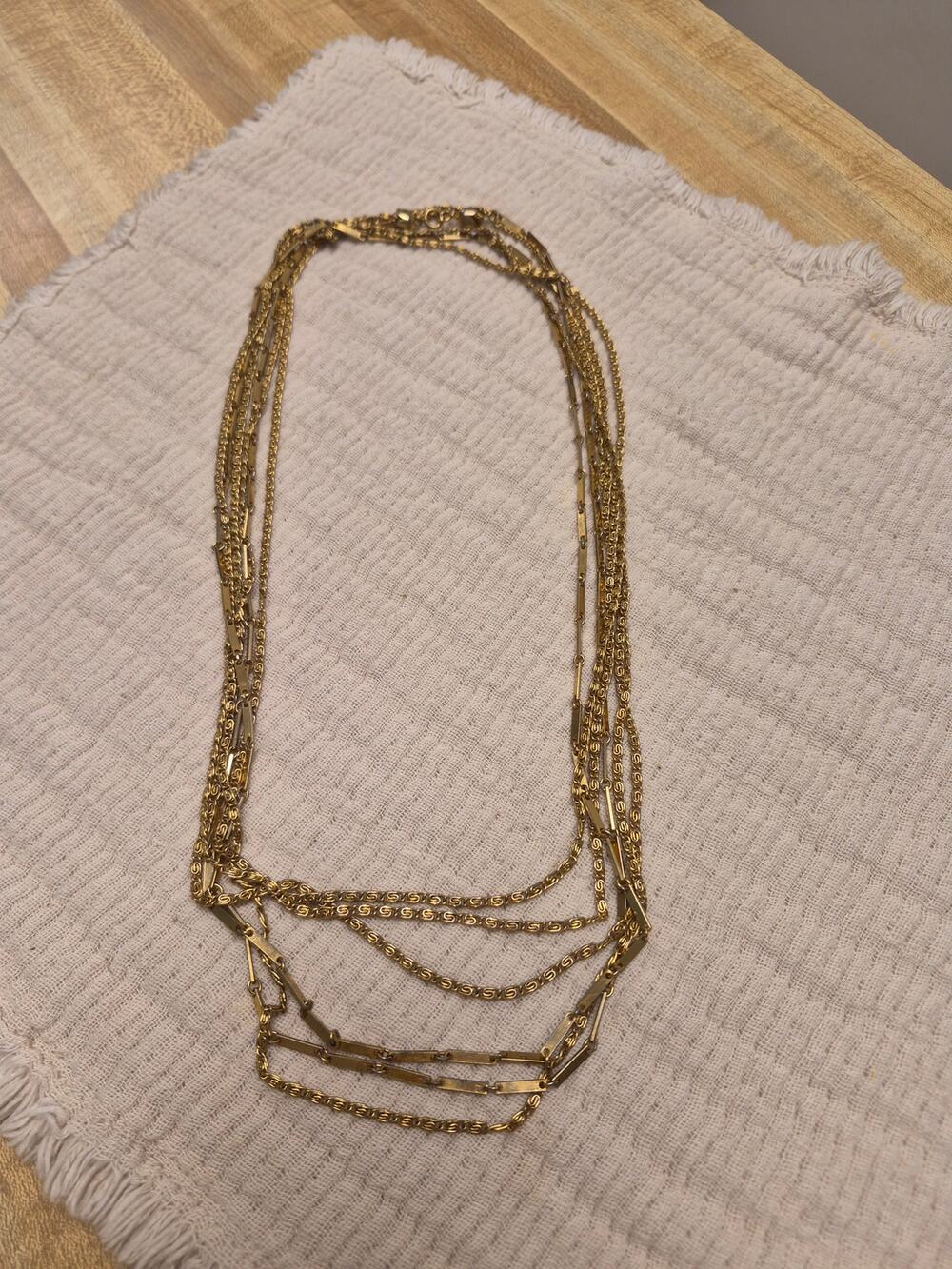 Long Layered Gold Necklace